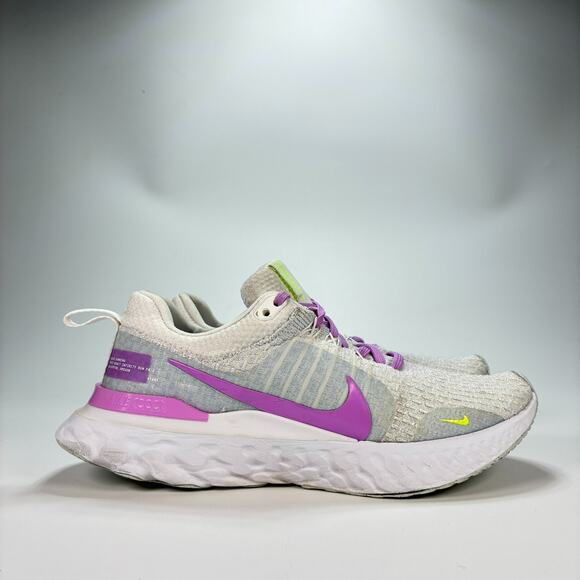 Nike React Infinity Run Flyknit 3 White Purple Running DZ3016-100 Womens Sz 8.5 - Picture 1 of 10